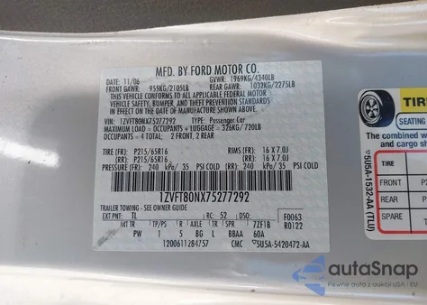 2007 Ford Mustang V6 Deluxe/V6 Premium from USA, damaged, VIN 1ZVFT80NX75277292